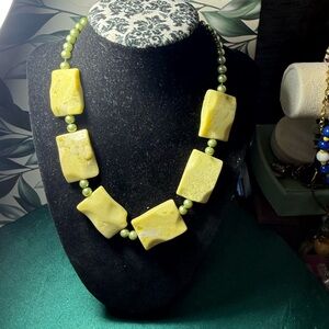 Chunky Lime Color‎ Stone Beaded Statement Necklace
